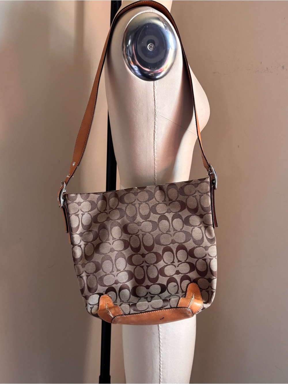 vintage Coach Signature Canvas Hobo Bag (Style No. 6076)